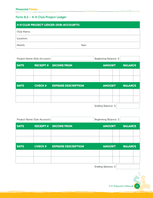 4-H Club Project Ledger Form