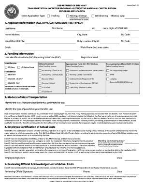 US Navy Transportation Incentive Program Application