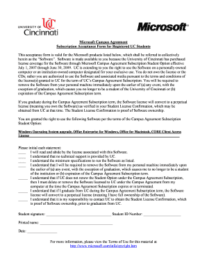 Microsoft Campus Agreement Subscription Acceptance Form