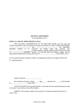 Ohio Quitclaim Deed by Two Individuals to LLC