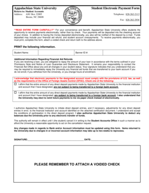Appalachian State University Student Electronic Payment Form