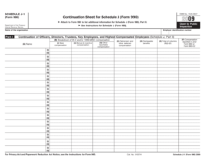 Schedule J-1 Form 990 Continuation Sheet
