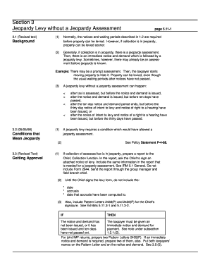 IRS Jeopardy Levy Guidelines