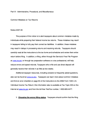 IRS Notice 2007-35: Common Tax Return Mistakes