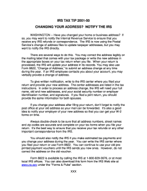 IRS Change of Address Notice