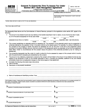 IRS Form 8838 Gain Recognition Agreement