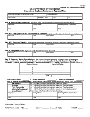 US Federal Supervisory Employee Performance Appraisal Plan