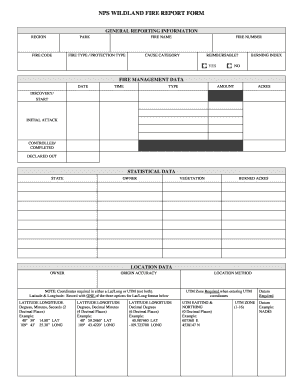 NPS Wildland Fire Report Form
