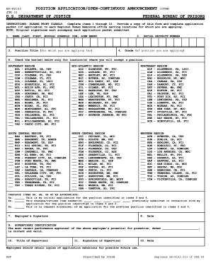 Federal Bureau of Prisons Position Application