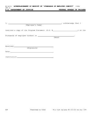 Acknowledgement of Receipt of Standards of Employee Conduct