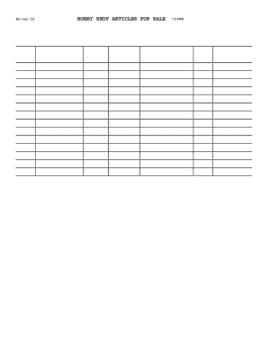 Hobby Shop Articles for Sale Form