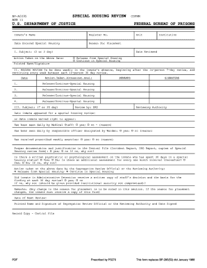 Special Housing Review Form