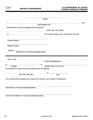 Waiver of Appearance