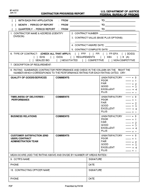 Contractor Progress Report