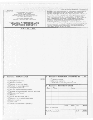 Teenage Attitudes and Practices Survey II Form TAPS-1