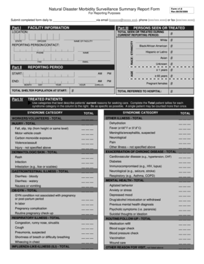 Natural Disaster Morbidity Surveillance Summary Report Form