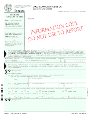 US Economic Census Form HC-62390