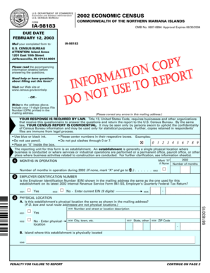 2002 Economic Census Form IA-98183