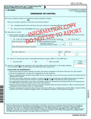 US Census Bureau Form NC-99550