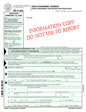 US Economic Census Form AE-71302
