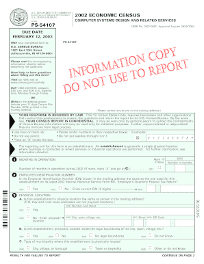 US Federal Economic Census Form
