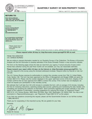US Census Bureau Quarterly Survey of Non-Property Taxes Form F-73