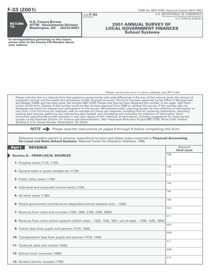 US Census Bureau Local Government Finances Form F-33