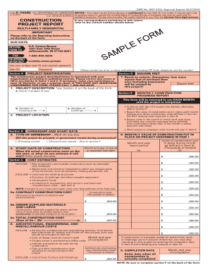 US Census Bureau Construction Project Report Form C-700(R)