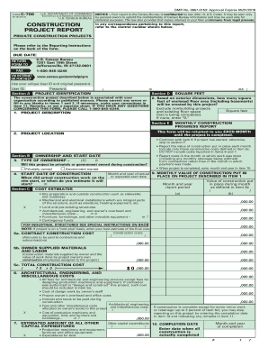 US Census Bureau Construction Project Report Form C-700