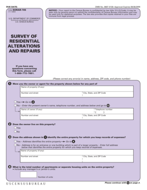 US Census Bureau Residential Alterations and Repairs Form