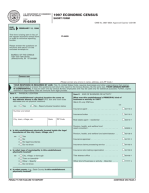 US Economic Census Form FI-6499