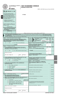 1997 Economic Census Vending Operators Form