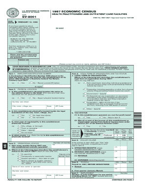 US Economic Census Form SV-8001