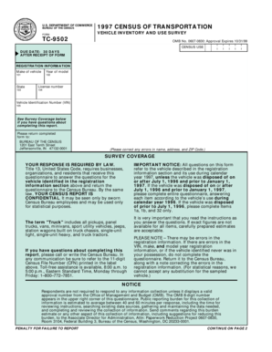 1997 Census Vehicle Inventory Form