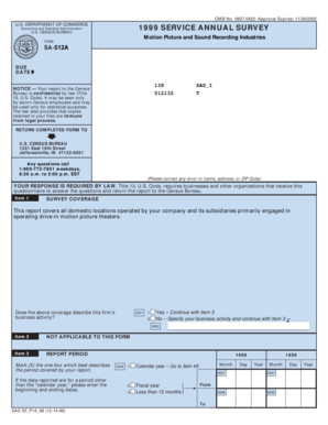 US Census Bureau Motion Picture Survey Form