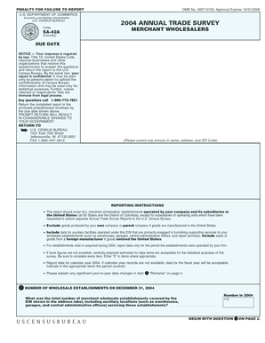 US Census Bureau Form SA-42A