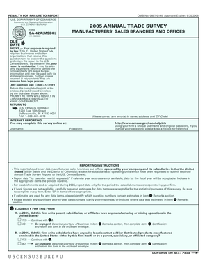 US Census Bureau Form SA-42A