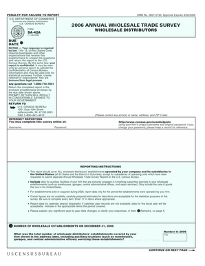 US Annual Wholesale Trade Survey Form SA-42A