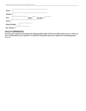 Fillable Online aarp AARP National Policy Council 2012 Application Form ...
