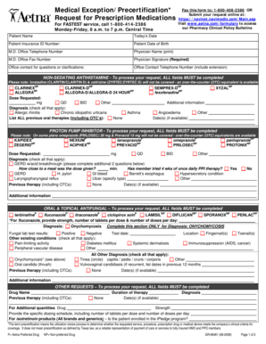 Aetna Medical Exception/Precertification Form