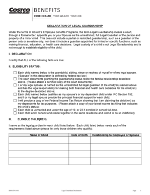 Costco Legal Guardianship Declaration