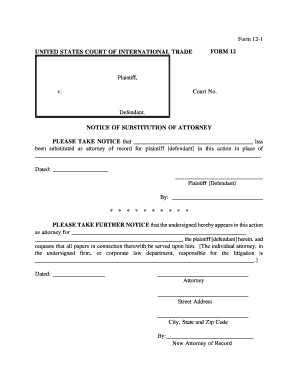 Notice of Substitution of Attorney