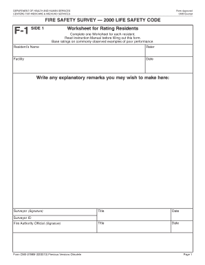 Fire Safety Survey Form CMS-2786M