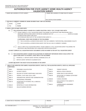 Authorization for State Agency Home Health Agency Validation Survey