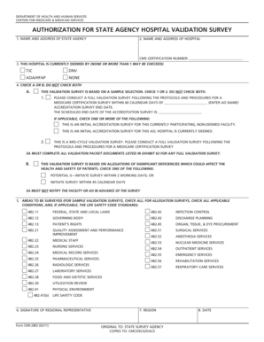 Authorization for State Agency Hospital Validation Survey