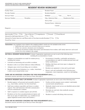 Resident Review Worksheet