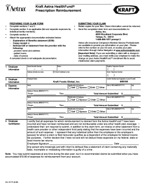 Kraft Aetna HealthFund Prescription Reimbursement Form