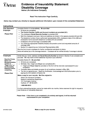 Evidence of Insurability Statement