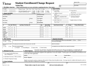 Aetna Student Enrollment/Change Request Form