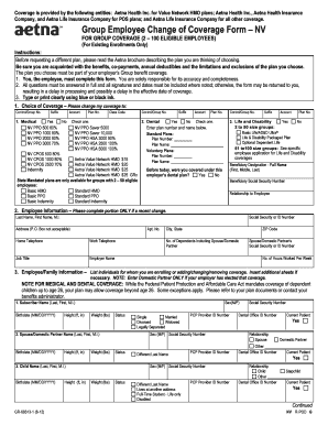 Nevada Group Employee Change of Coverage Form